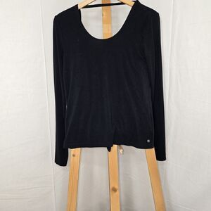 Black Open Back Fabletics Long Sleeve Tie Back Size Small